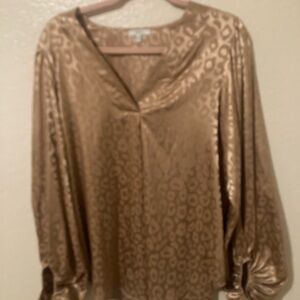 JODIFL Satin Leopard Blouse in Gold
